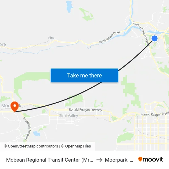Mcbean Regional Transit Center (Mrtc) to Moorpark, CA map
