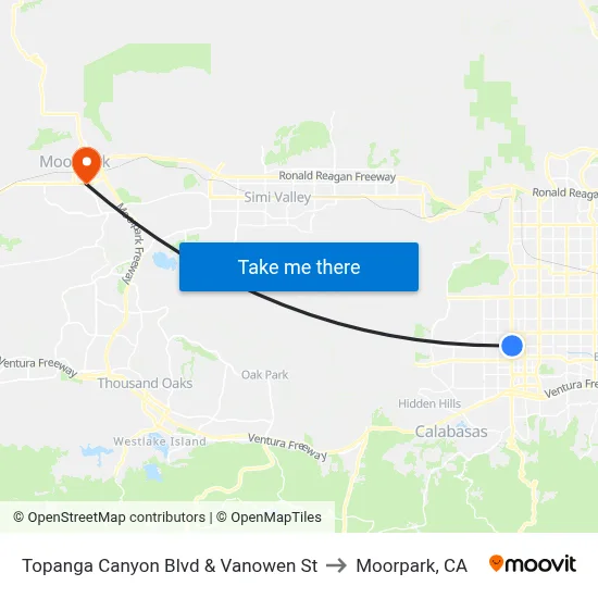 Topanga Canyon Blvd & Vanowen St to Moorpark, CA map