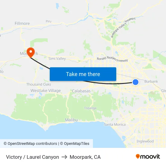Victory / Laurel Canyon to Moorpark, CA map
