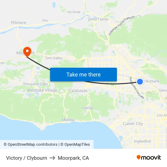 Victory / Clybourn to Moorpark, CA map
