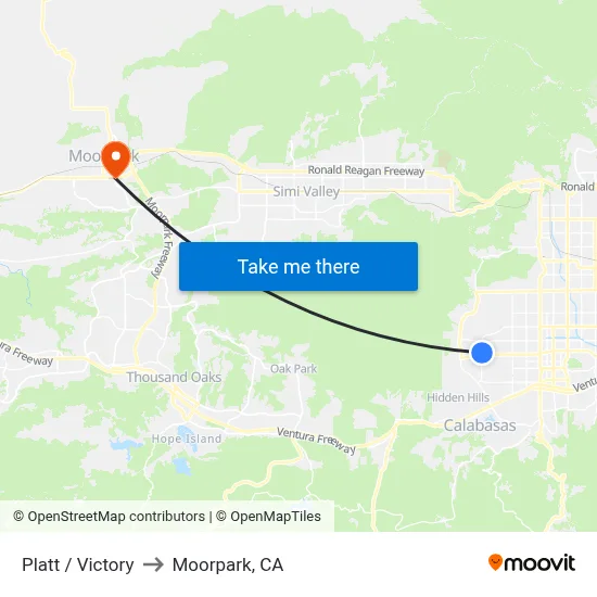 Platt / Victory to Moorpark, CA map