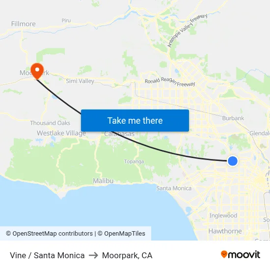 Vine / Santa Monica to Moorpark, CA map