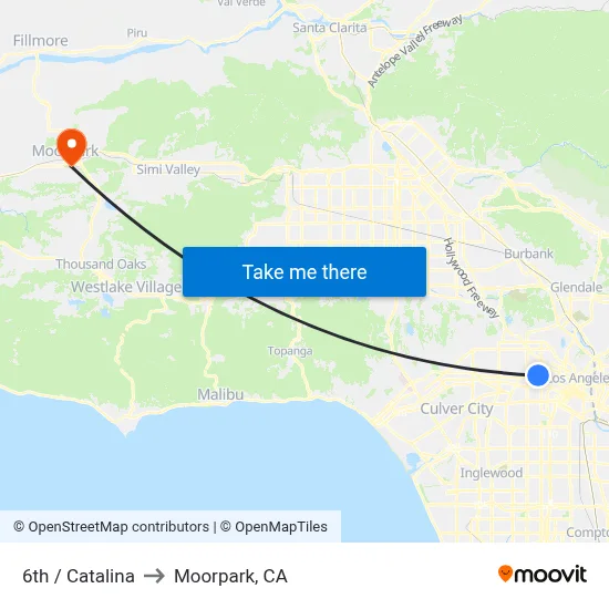 6th / Catalina to Moorpark, CA map