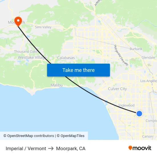 Imperial / Vermont to Moorpark, CA map