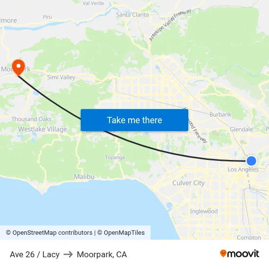 Ave 26 / Lacy to Moorpark, CA map