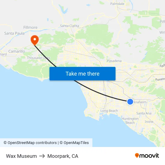 Wax Museum to Moorpark, CA map