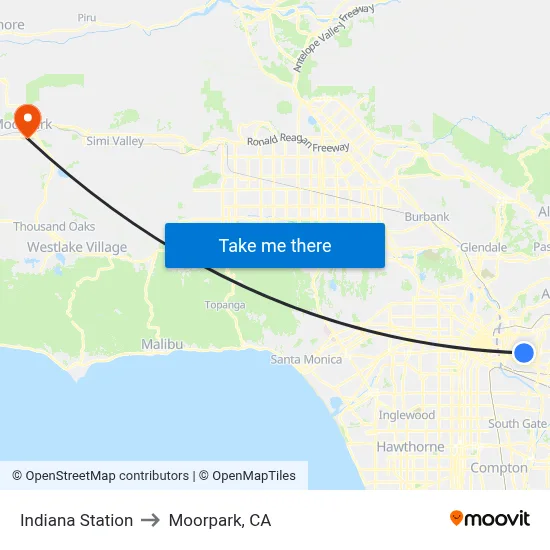 Indiana Station to Moorpark, CA map