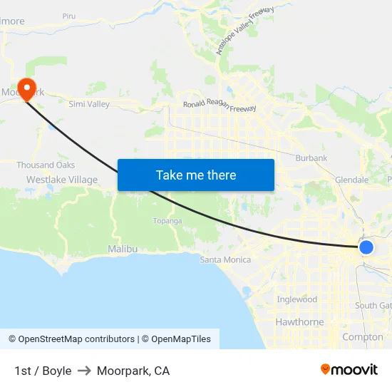 1st / Boyle to Moorpark, CA map