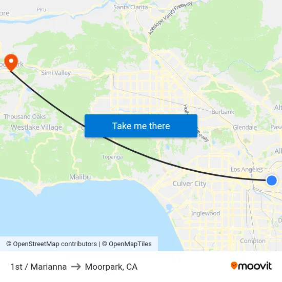 1st / Marianna to Moorpark, CA map
