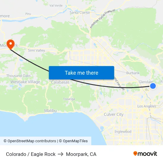Colorado / Eagle Rock to Moorpark, CA map