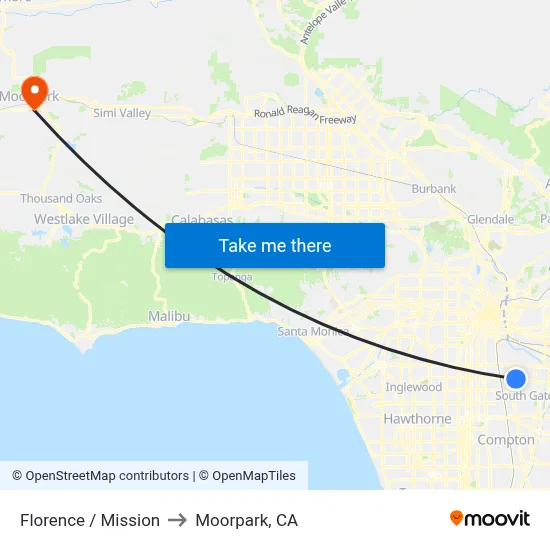 Florence / Mission to Moorpark, CA map