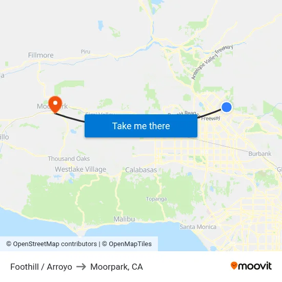 Foothill / Arroyo to Moorpark, CA map