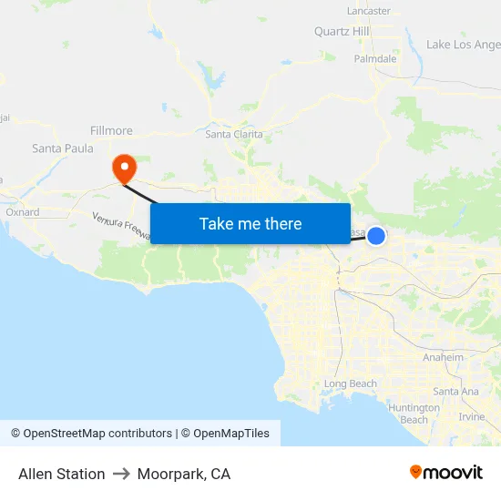 Allen Station to Moorpark, CA map