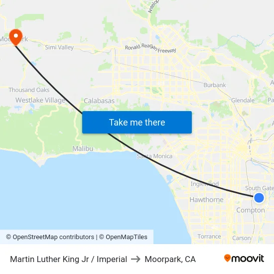 Martin Luther King Jr / Imperial to Moorpark, CA map