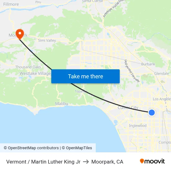 Vermont / Martin Luther King Jr to Moorpark, CA map