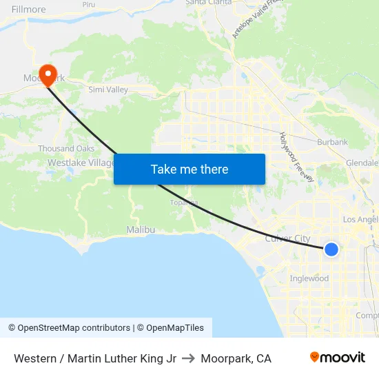 Western / Martin Luther King Jr to Moorpark, CA map