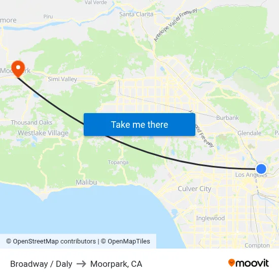 Broadway / Daly to Moorpark, CA map