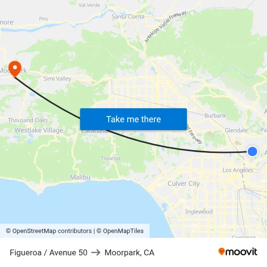 Figueroa / Avenue 50 to Moorpark, CA map