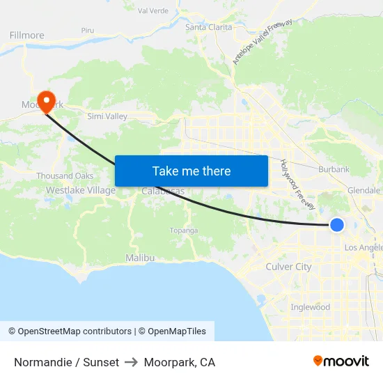 Normandie / Sunset to Moorpark, CA map
