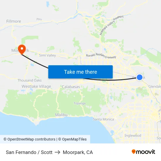 San Fernando / Scott to Moorpark, CA map