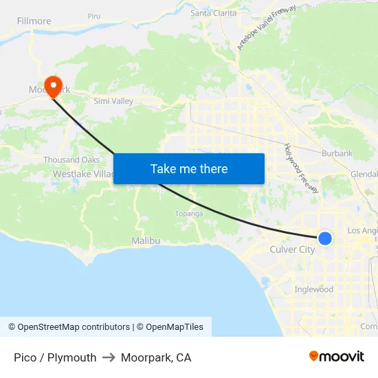 Pico / Plymouth to Moorpark, CA map