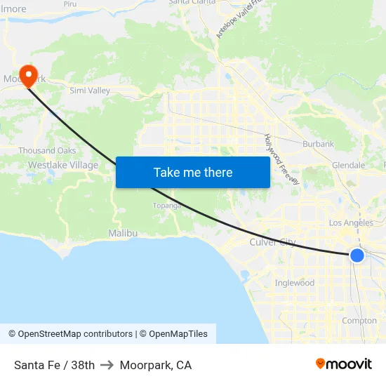 Santa Fe / 38th to Moorpark, CA map