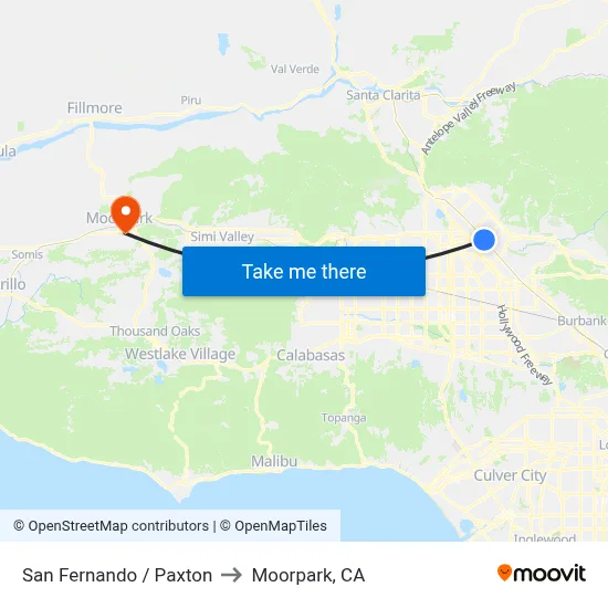 San Fernando / Paxton to Moorpark, CA map