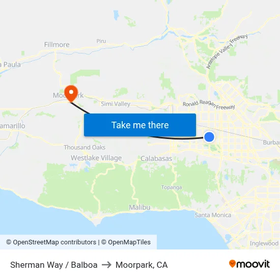 Sherman Way / Balboa to Moorpark, CA map