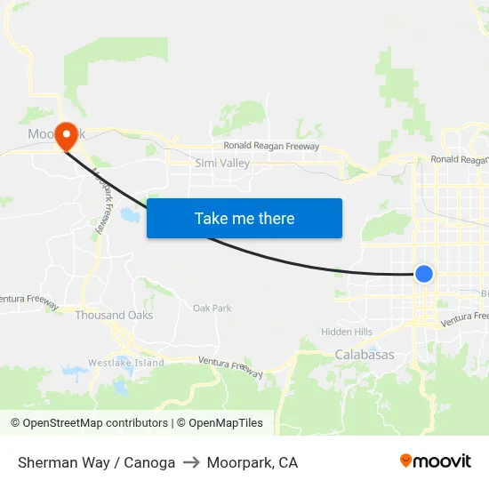 Sherman Way / Canoga to Moorpark, CA map