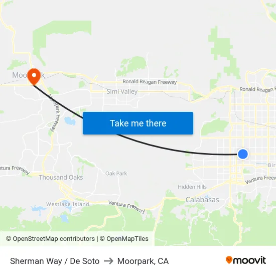 Sherman Way / De Soto to Moorpark, CA map