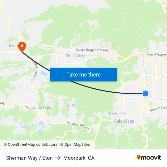 Sherman Way / Eton to Moorpark, CA map