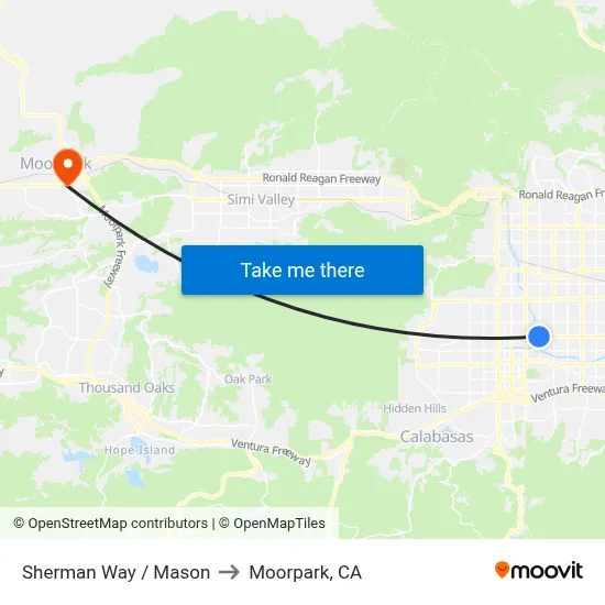 Sherman Way / Mason to Moorpark, CA map