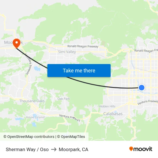 Sherman Way / Oso to Moorpark, CA map
