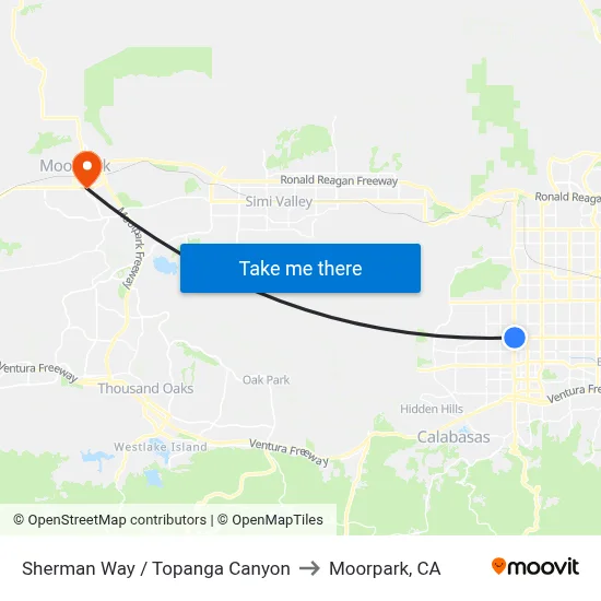 Sherman Way / Topanga Canyon to Moorpark, CA map