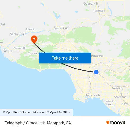 Telegraph / Citadel to Moorpark, CA map