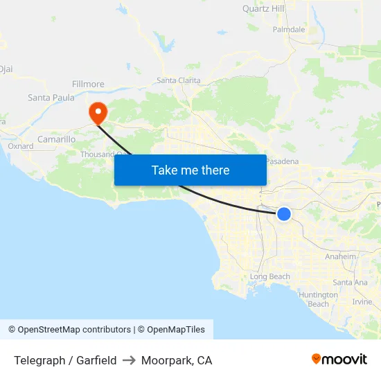 Telegraph / Garfield to Moorpark, CA map