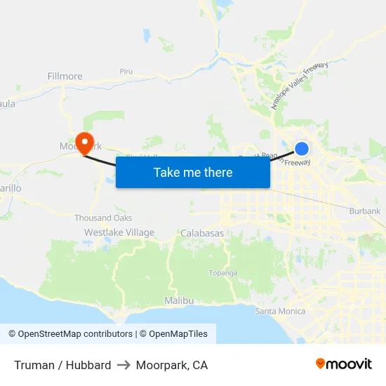 Truman / Hubbard to Moorpark, CA map