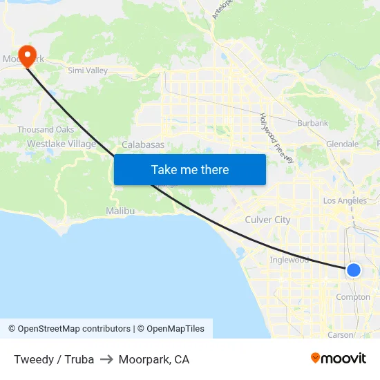Tweedy / Truba to Moorpark, CA map