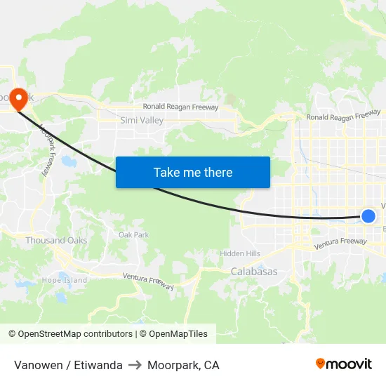 Vanowen / Etiwanda to Moorpark, CA map