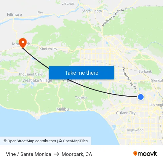 Vine / Santa Monica to Moorpark, CA map