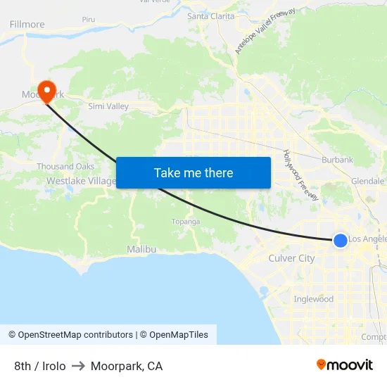 8th / Irolo to Moorpark, CA map