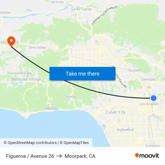 Figueroa / Avenue 26 to Moorpark, CA map