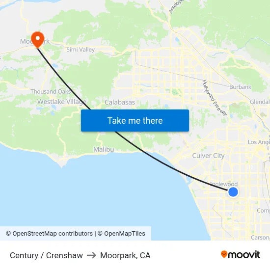Century / Crenshaw to Moorpark, CA map