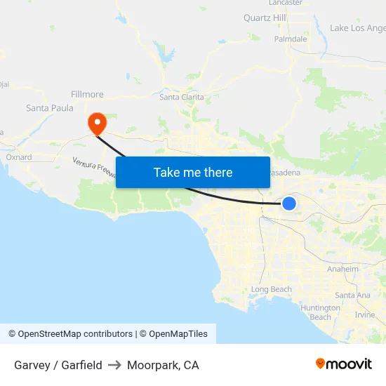 Garvey / Garfield to Moorpark, CA map