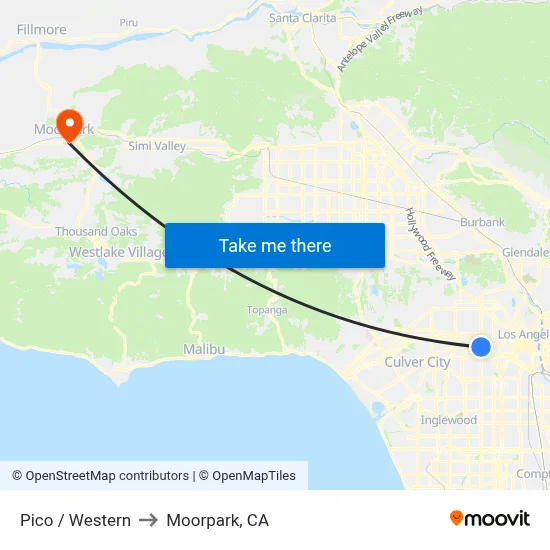 Pico / Western to Moorpark, CA map