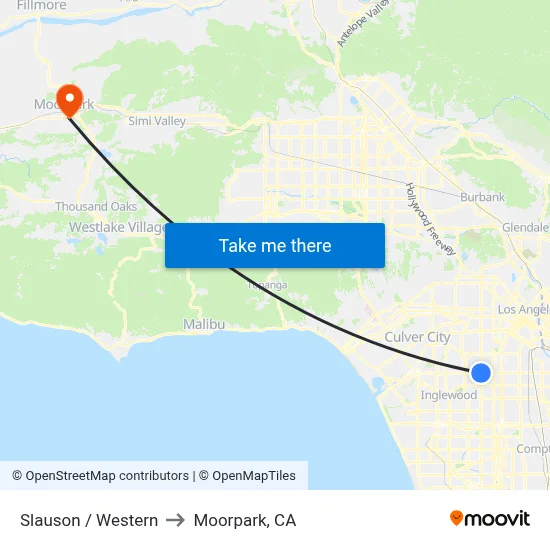 Slauson / Western to Moorpark, CA map