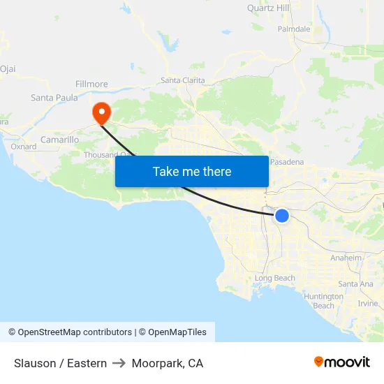 Slauson / Eastern to Moorpark, CA map
