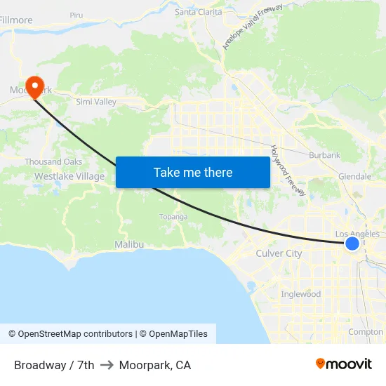 Broadway / 7th to Moorpark, CA map