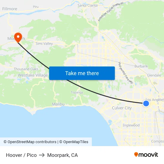 Hoover / Pico to Moorpark, CA map