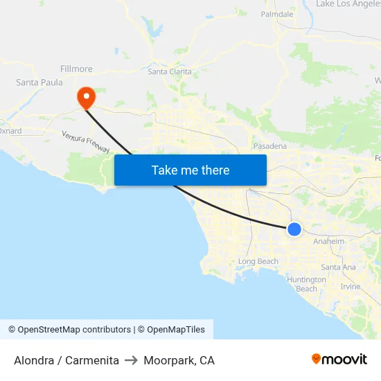 Alondra / Carmenita to Moorpark, CA map
